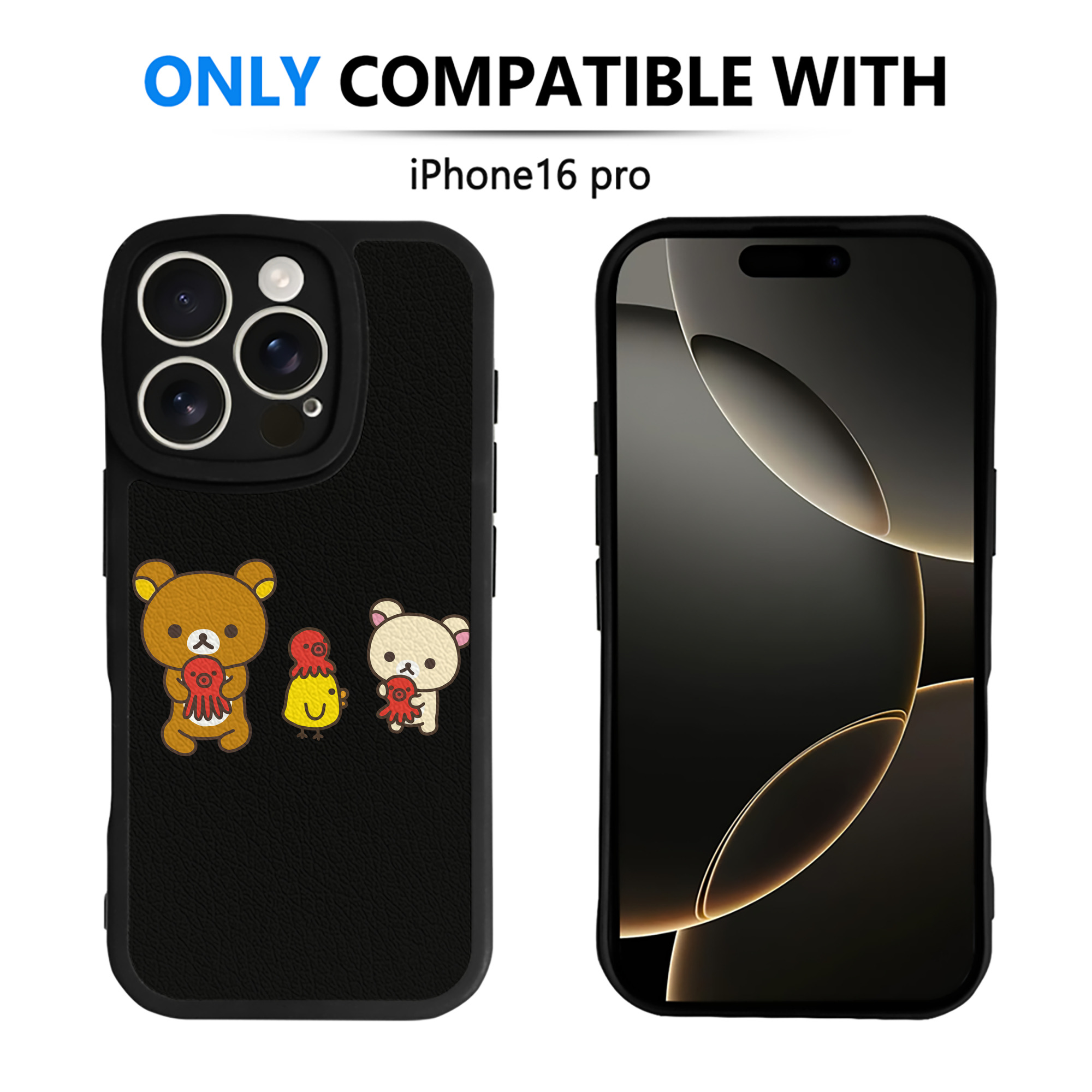 （画像用） リラックマ リラックマ キイロイトリ Rilakkuma Korilakkuma Kiiroitori 【iPhone 16シリーズ対応】シリコンスマホケース（レザー調） 材質：シリコン